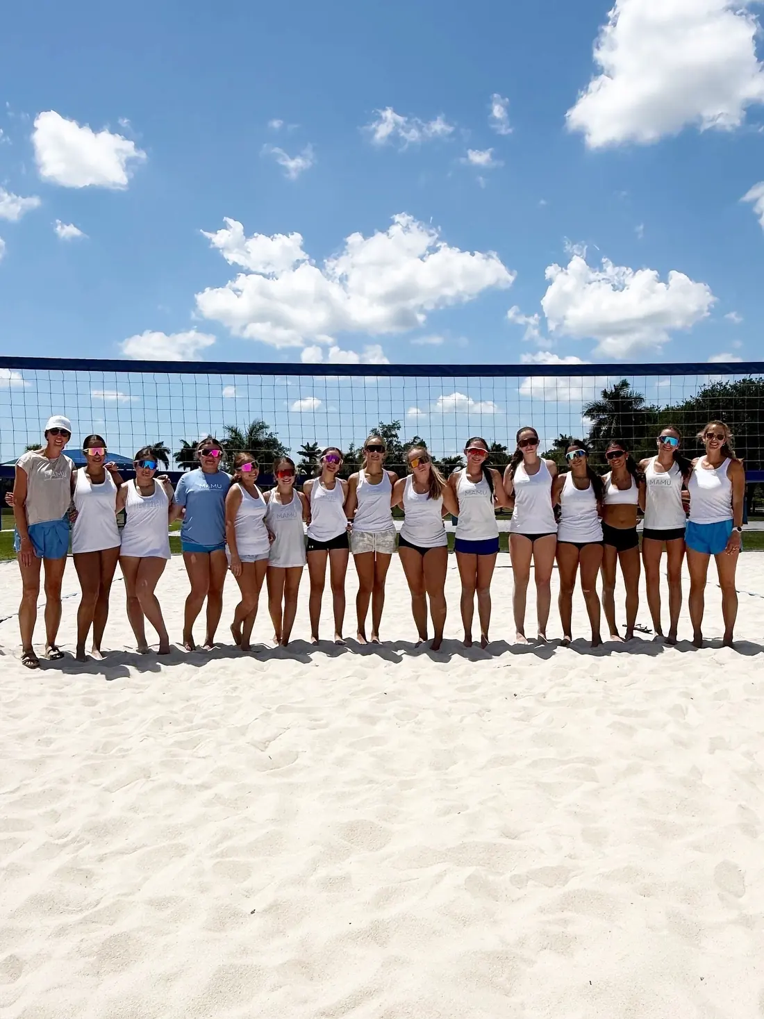 Mamu Beach athletes gathered on the court before a session