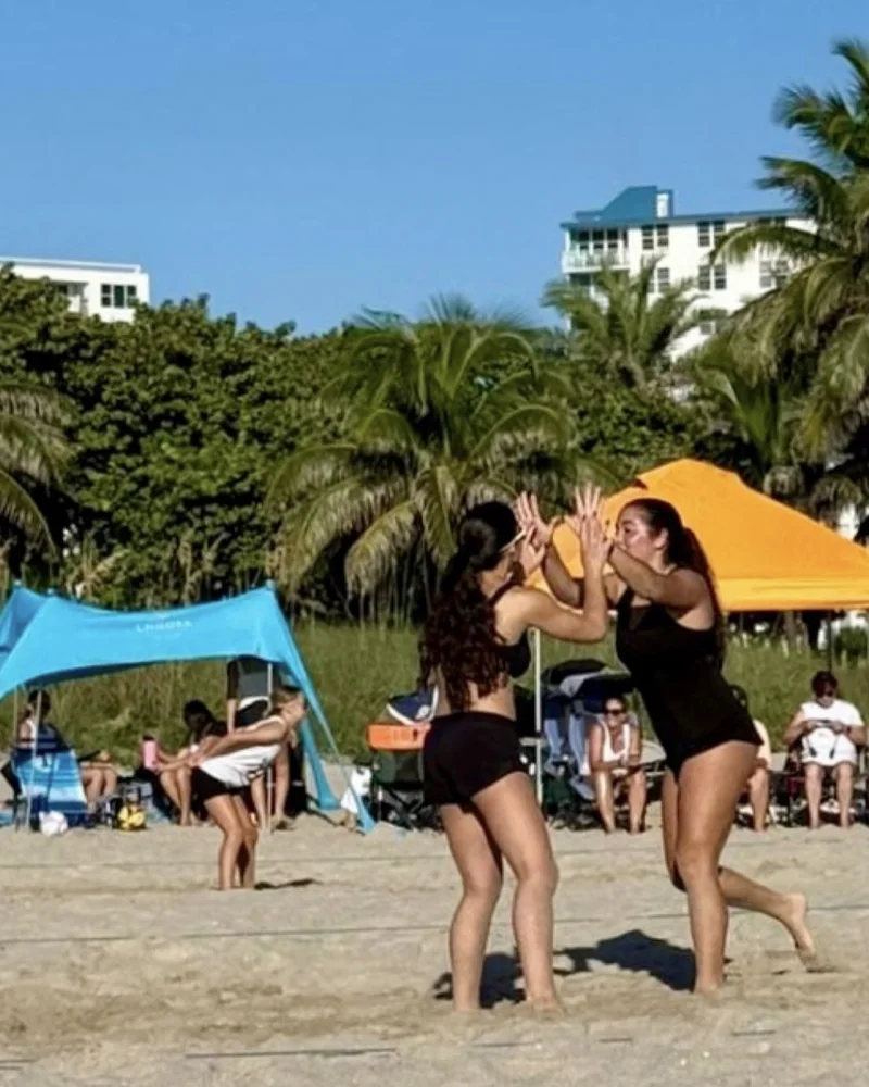 Tory Young and Sylvie Curbelo with their Florida Beach Volleyball Tour bronze medals
