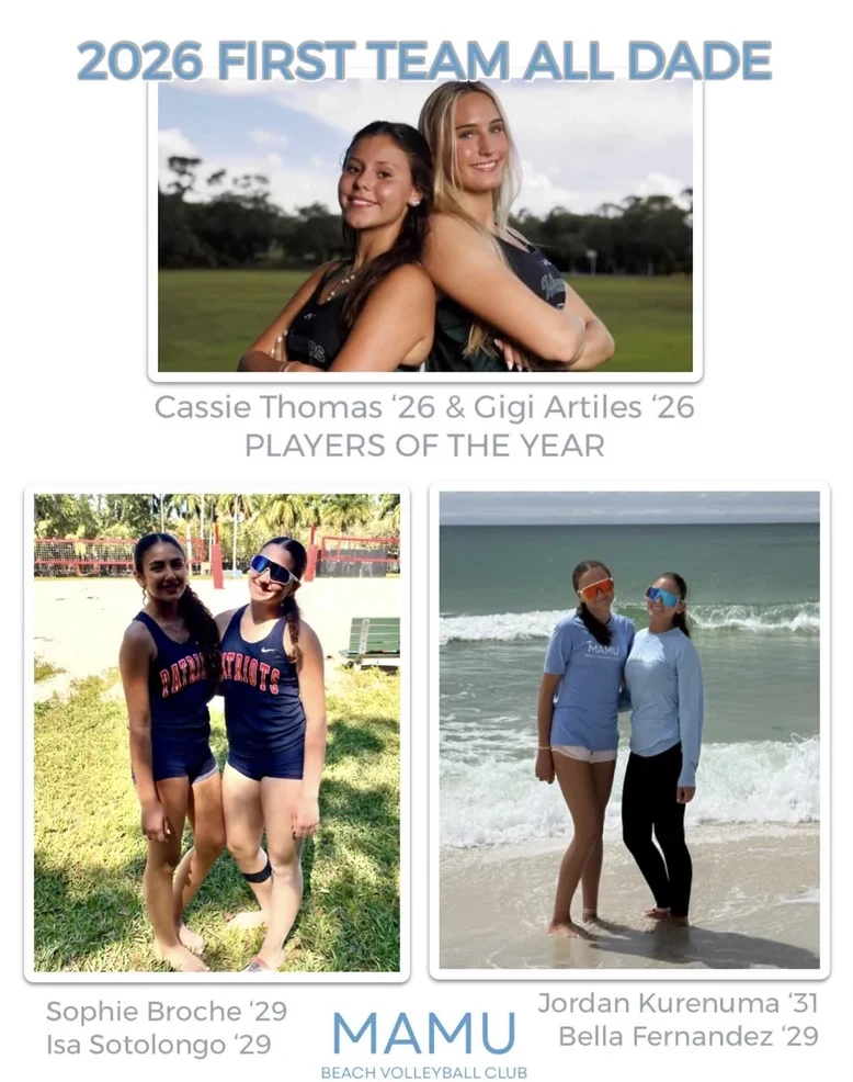 Mamu Beach graphic naming the club's 2026 First Team All-Dade selections