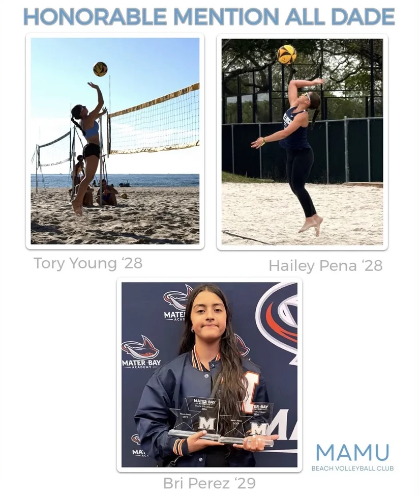 Mamu Beach graphic naming the club's 2026 Honorable Mention All-Dade selections